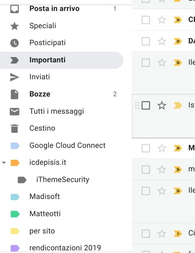 Gmail: etichette