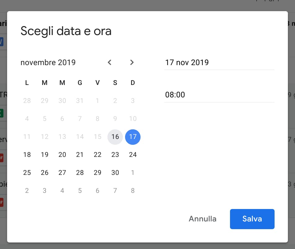 Posticipare email con Gmail: finestra