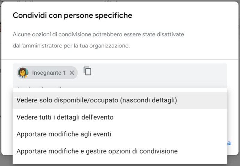 Google Calendar: condividere con persone specifiche