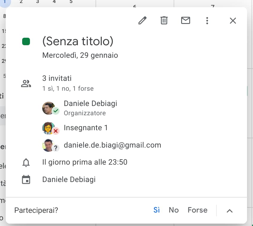 Condividere Google Calendar - risposte