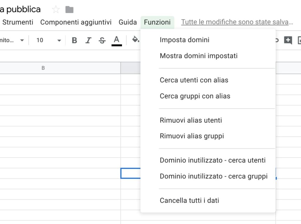 Eliminare alias G Suite - funzioni personalizzate