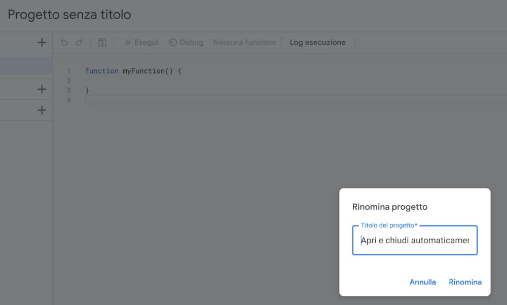 apps script rinomina